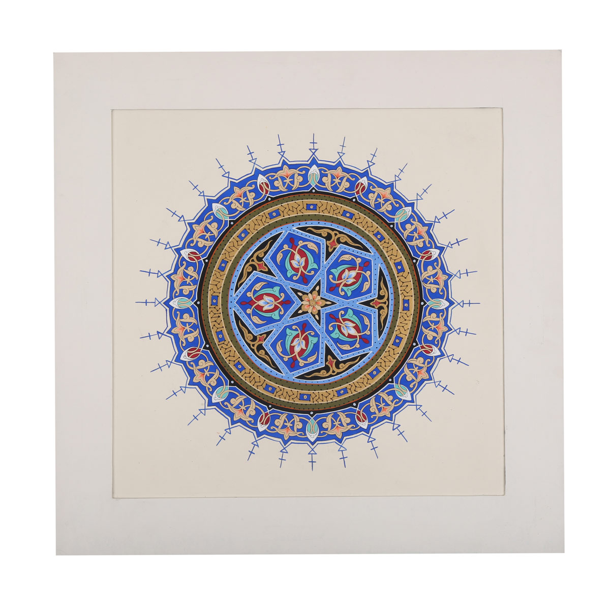 Shamsa Sitara Artwork with White Background | Colorful Classic Mandala Art