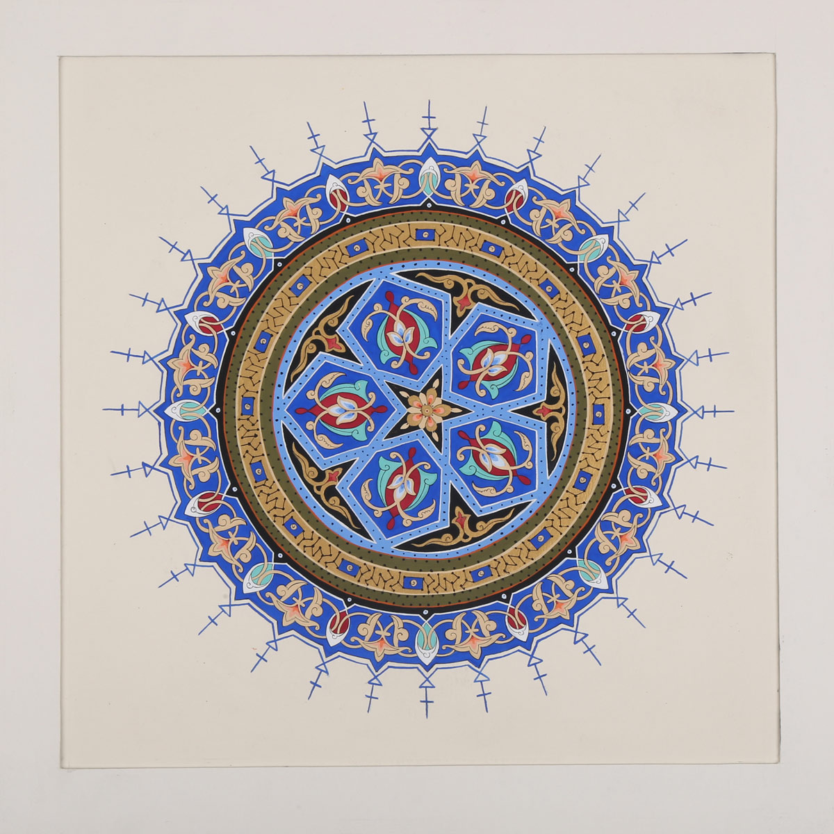 Shamsa Sitara Artwork with White Background | Colorful Classic Mandala Art