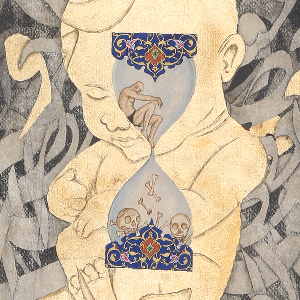 Trilogy of Life: Baby, Time, and Calligraphy | Wall Artwork