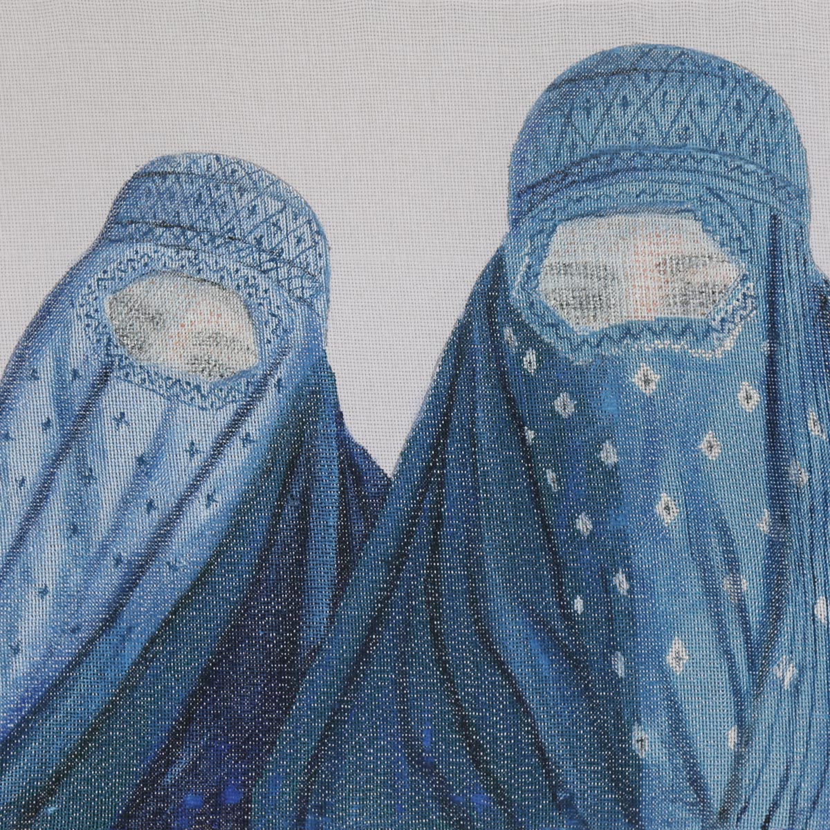 Afghan Girls Wearing Veils Artwork| Women Needlework on Canvas Art