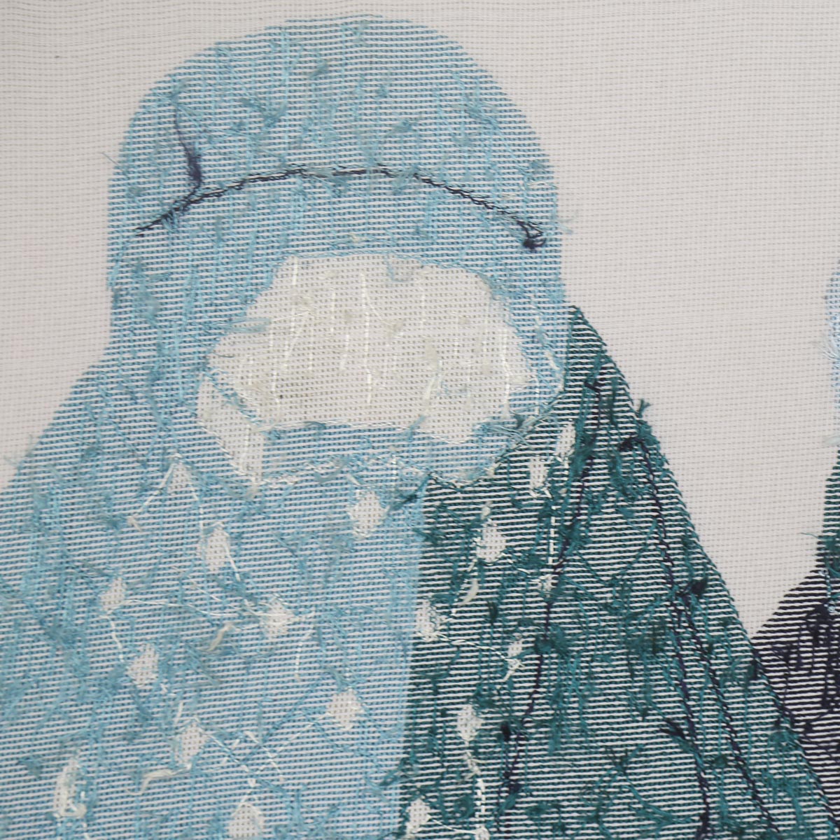 Afghan Girls Wearing Veils Artwork| Women Needlework on Canvas Art