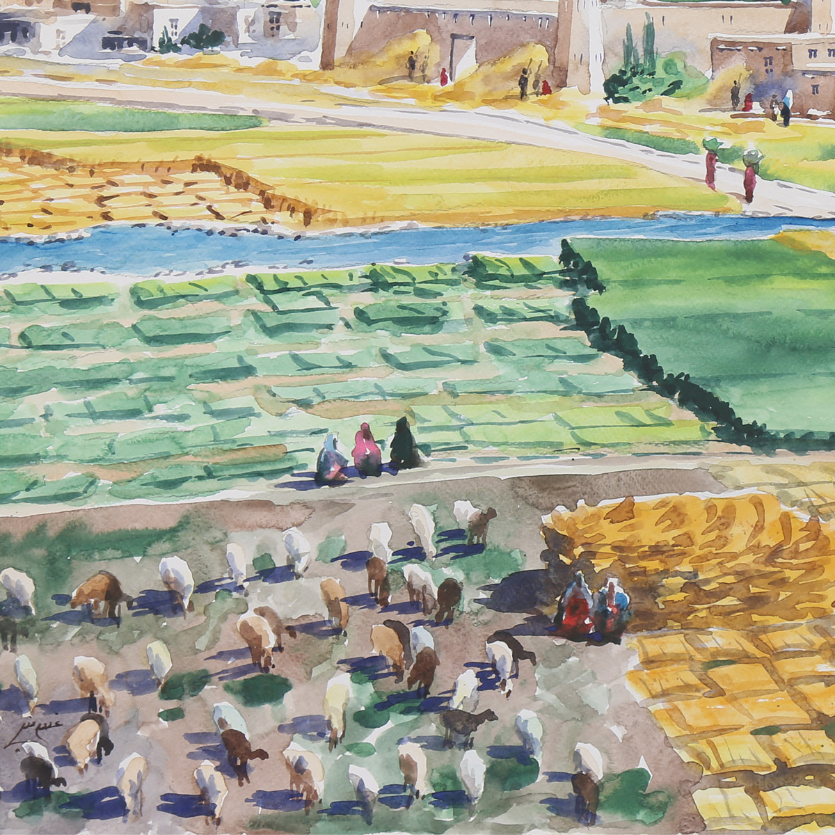 Fabulous Village Life Painting| Best Village View Artwork
