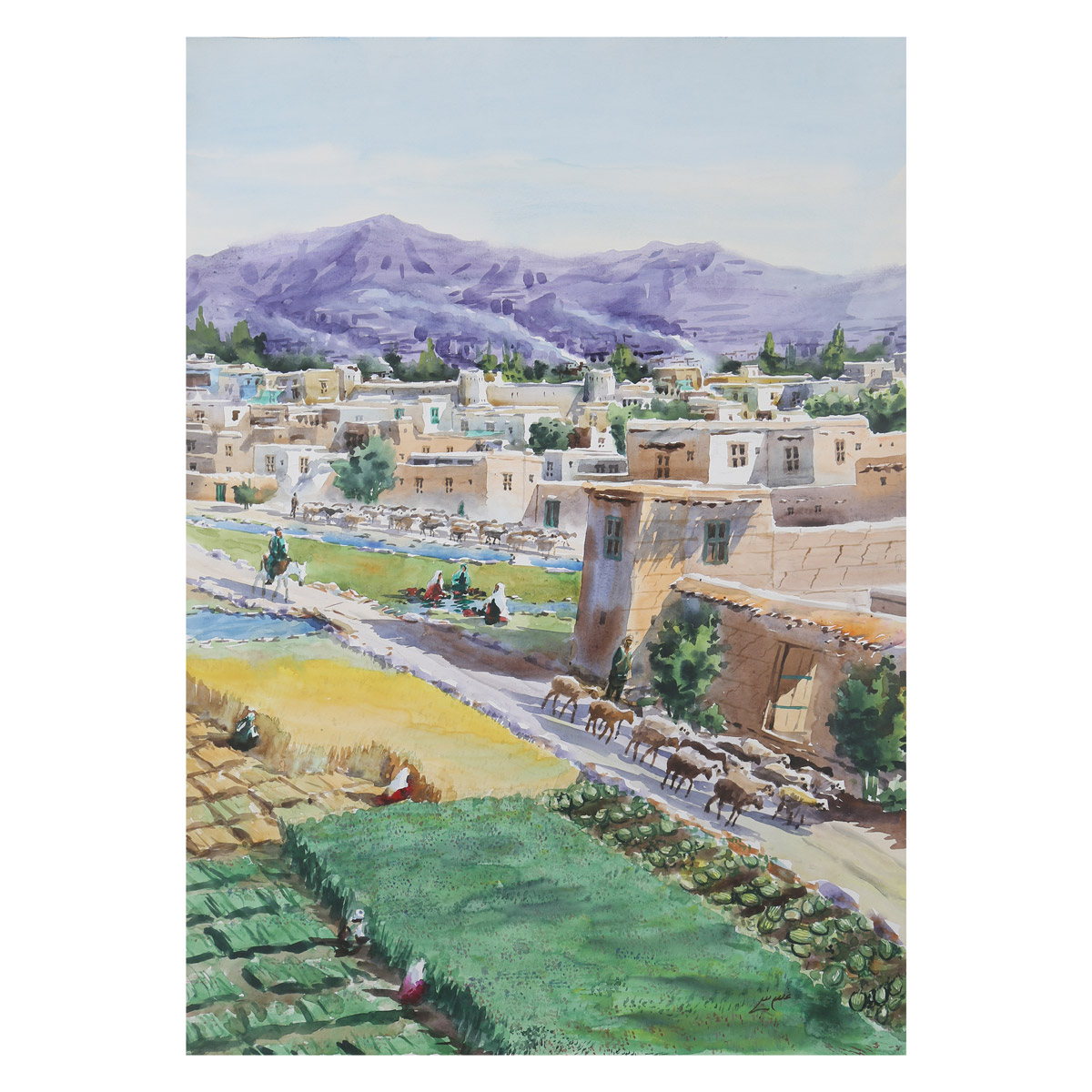 Afghanistan Countryside View Painting| Beautiful Afghan Artwork| Village Artwork