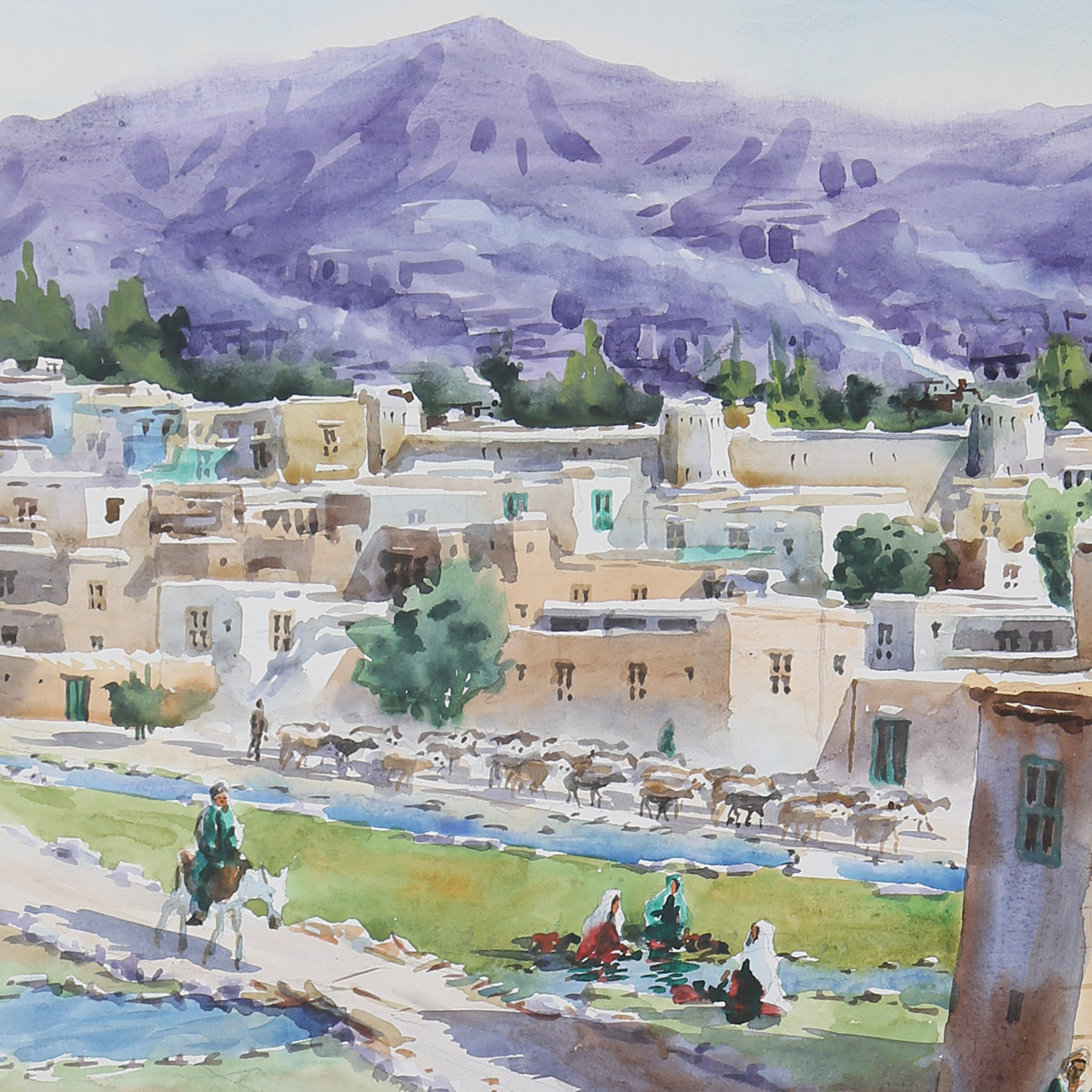 Afghanistan Countryside View Painting| Beautiful Afghan Artwork| Village Artwork