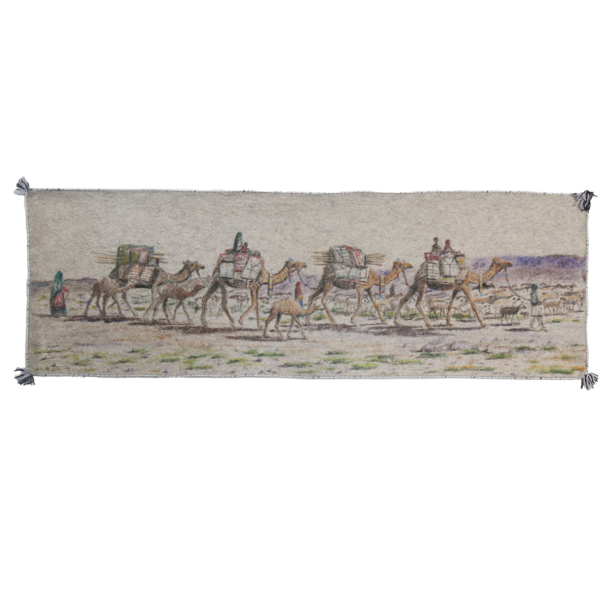 Camels Herd in the Dessert Artwork| Nomad with Herd Painting