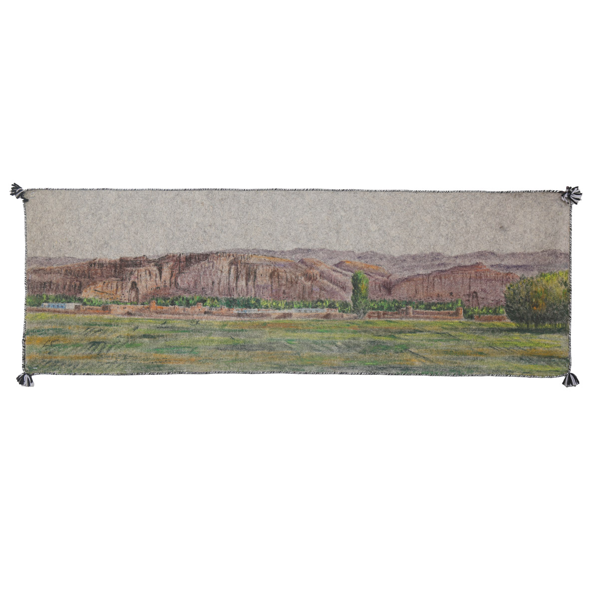 Bamiyan Oil Painting on Felt| Bamiyan Sculpture Mountains Artwork