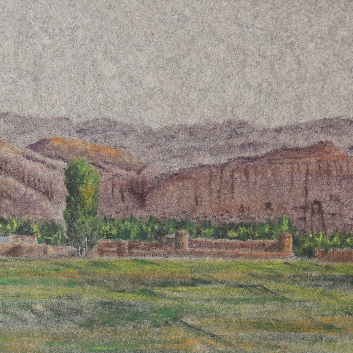 Bamiyan Oil Painting on Felt| Bamiyan Sculpture Mountains Artwork