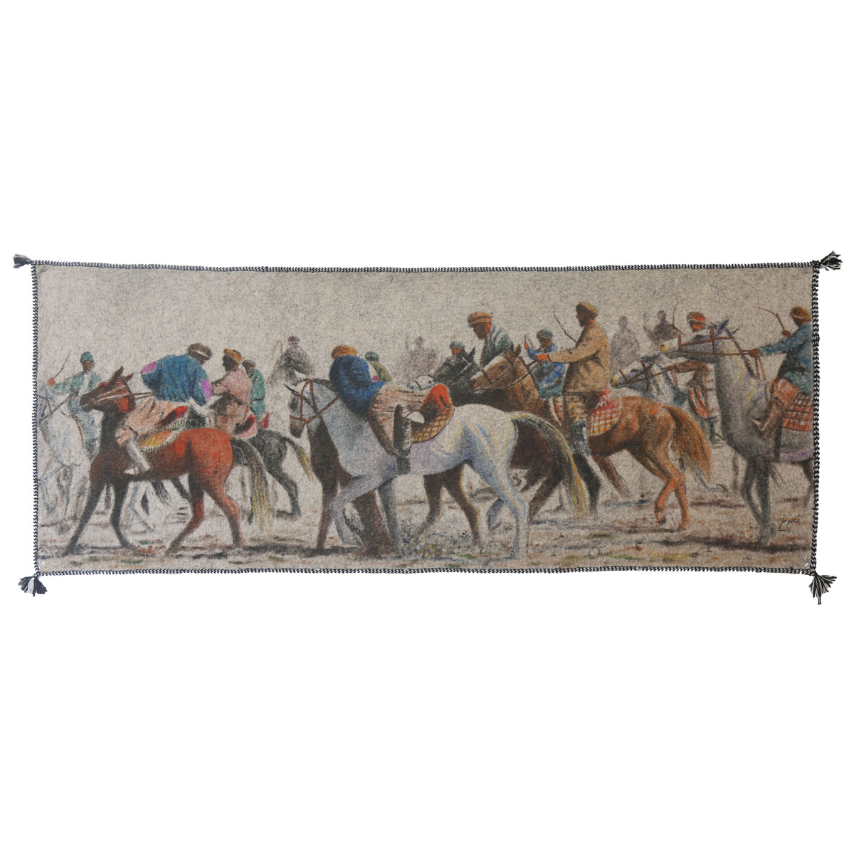 Buzkashi Sport Artwork| Beautiful Buzkashi Oil Painting on Felt