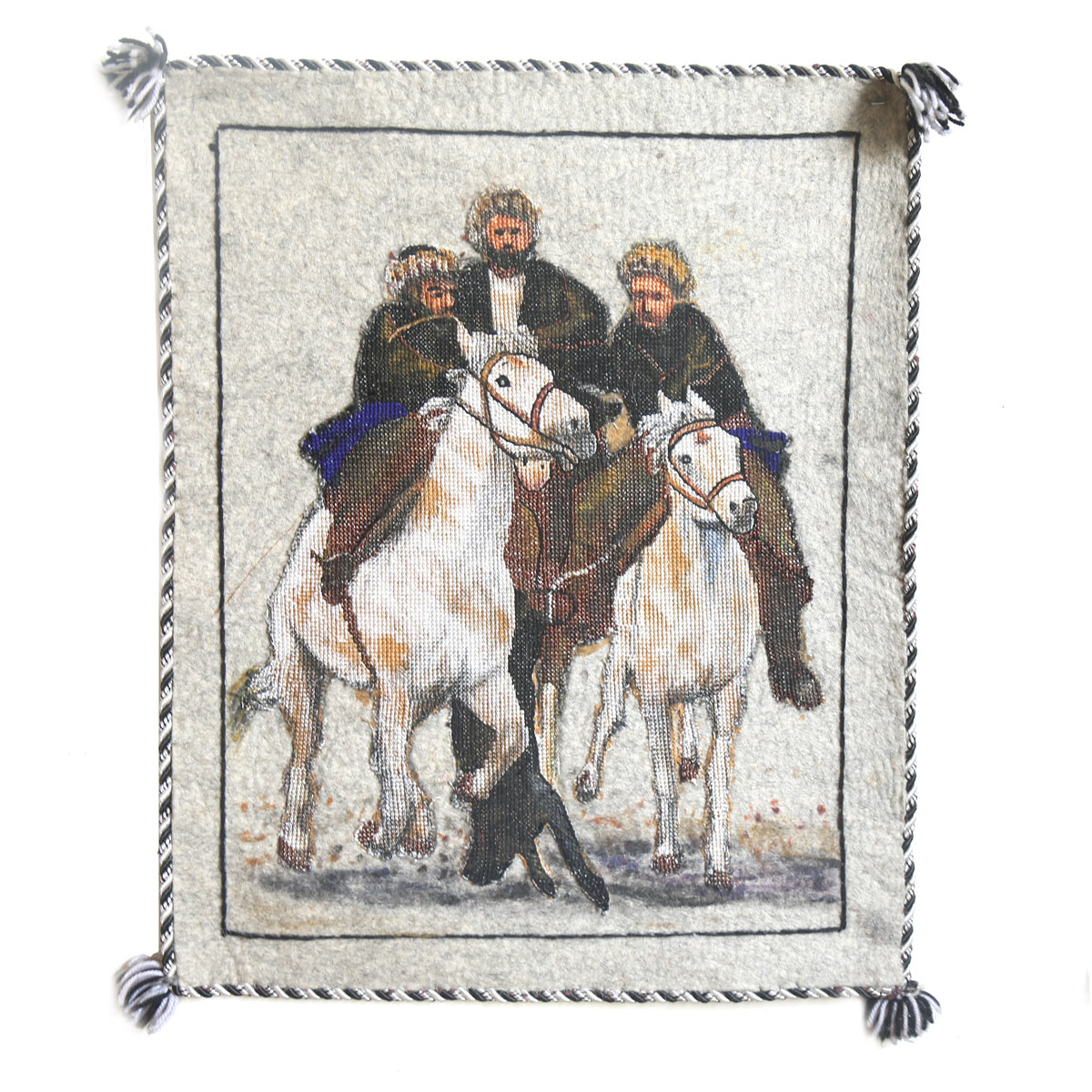 Beautiful Buzkashi Needlework Painting| Famous Afghan Sport Buzkashi Artwork