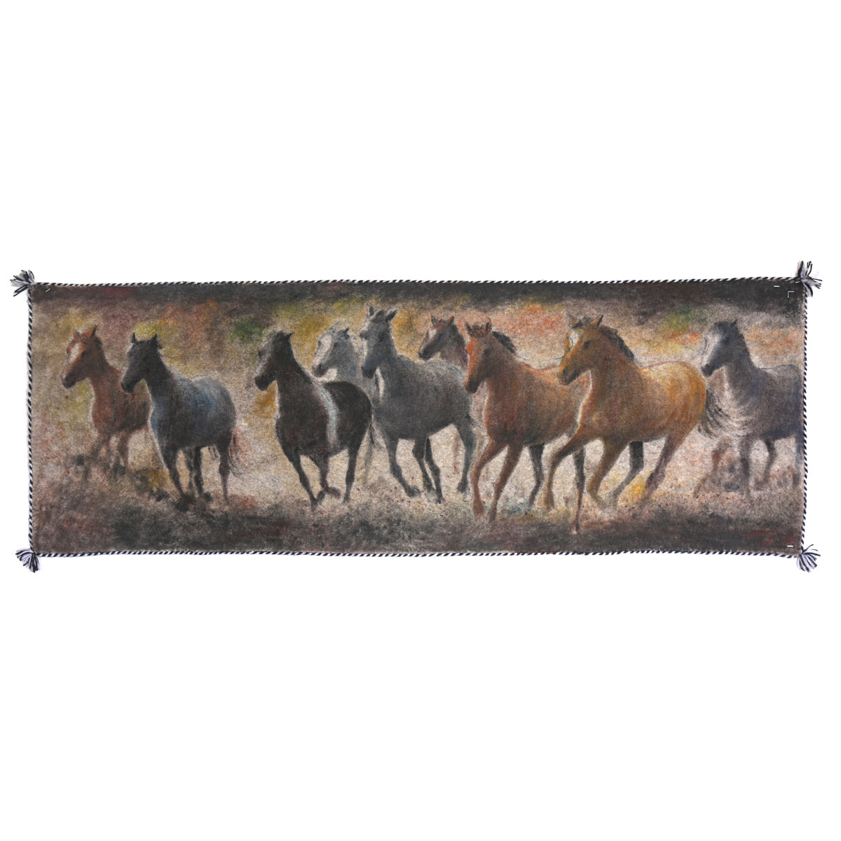 Horses Herd Artwork| Afghan Women Beautiful Oil Artwork on Felt