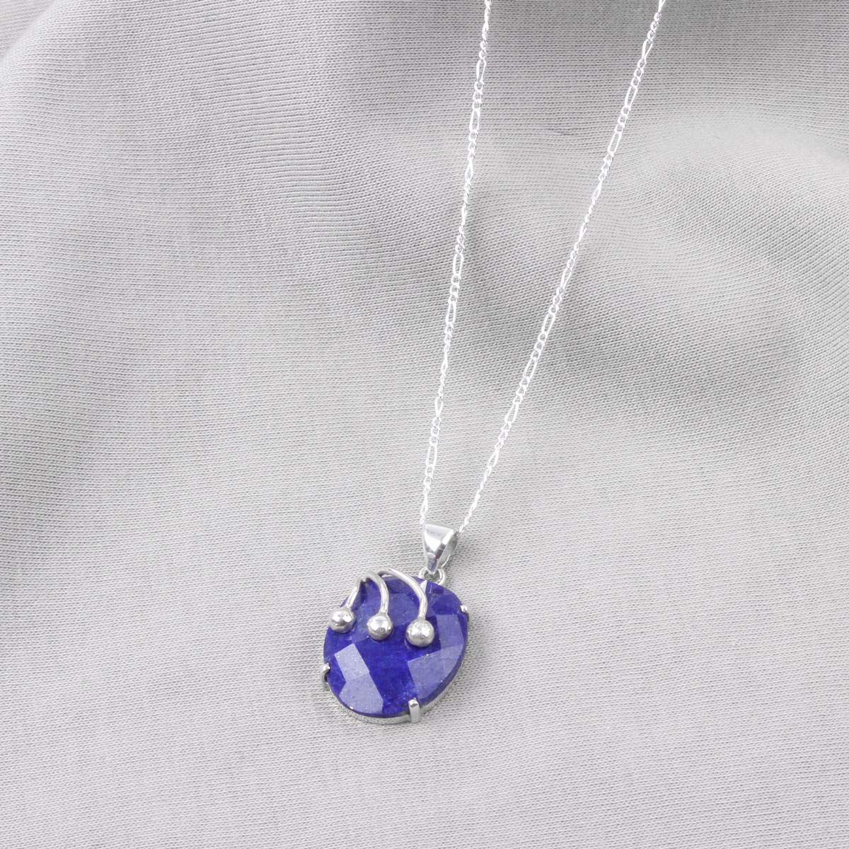 Lapis Lazuli Oval Jewelry Set | Silver Antique Pendant, Earrings, Ring