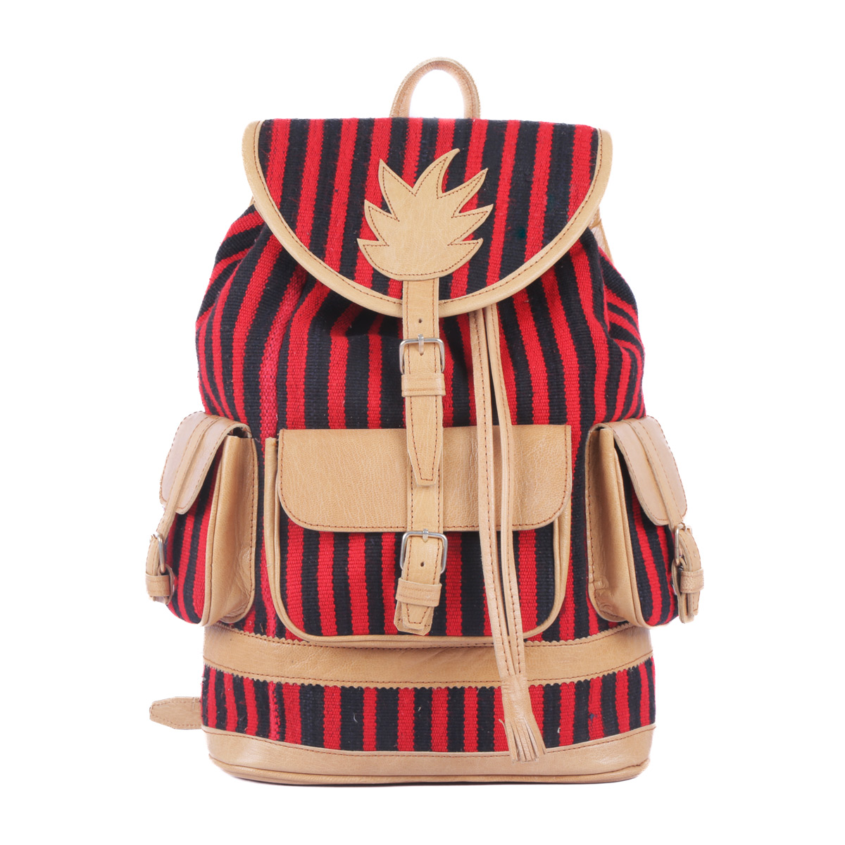 Handmade Leather Backpack | Striped College Bag