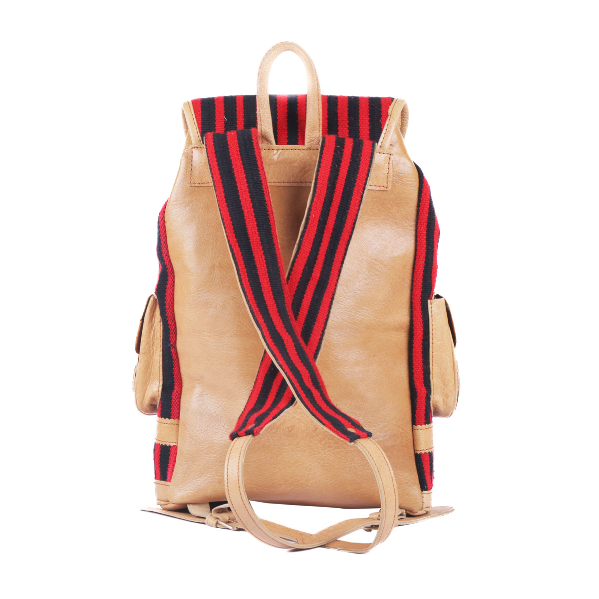 Handmade Leather Backpack | Striped College Bag