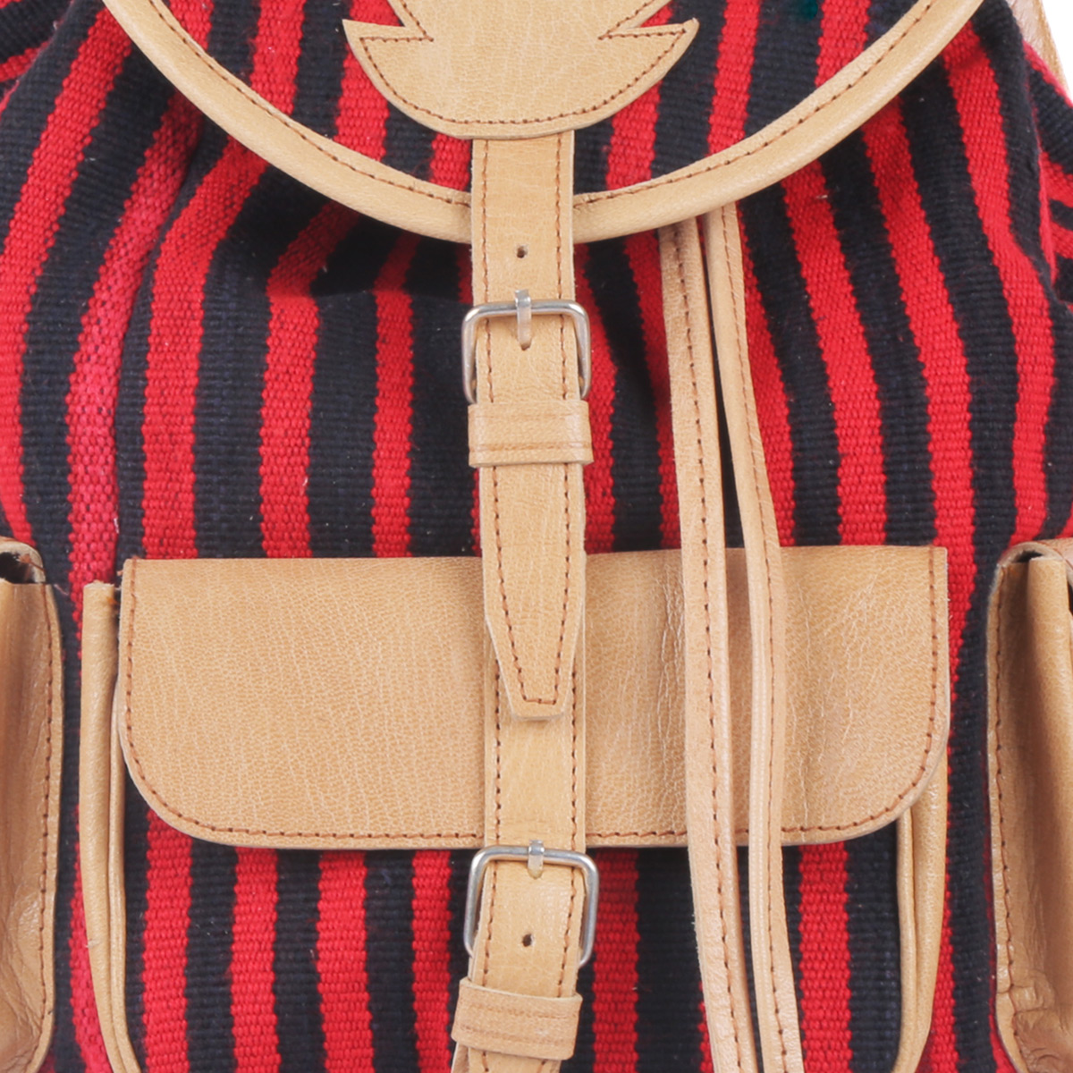 Handmade Leather Backpack | Striped College Bag