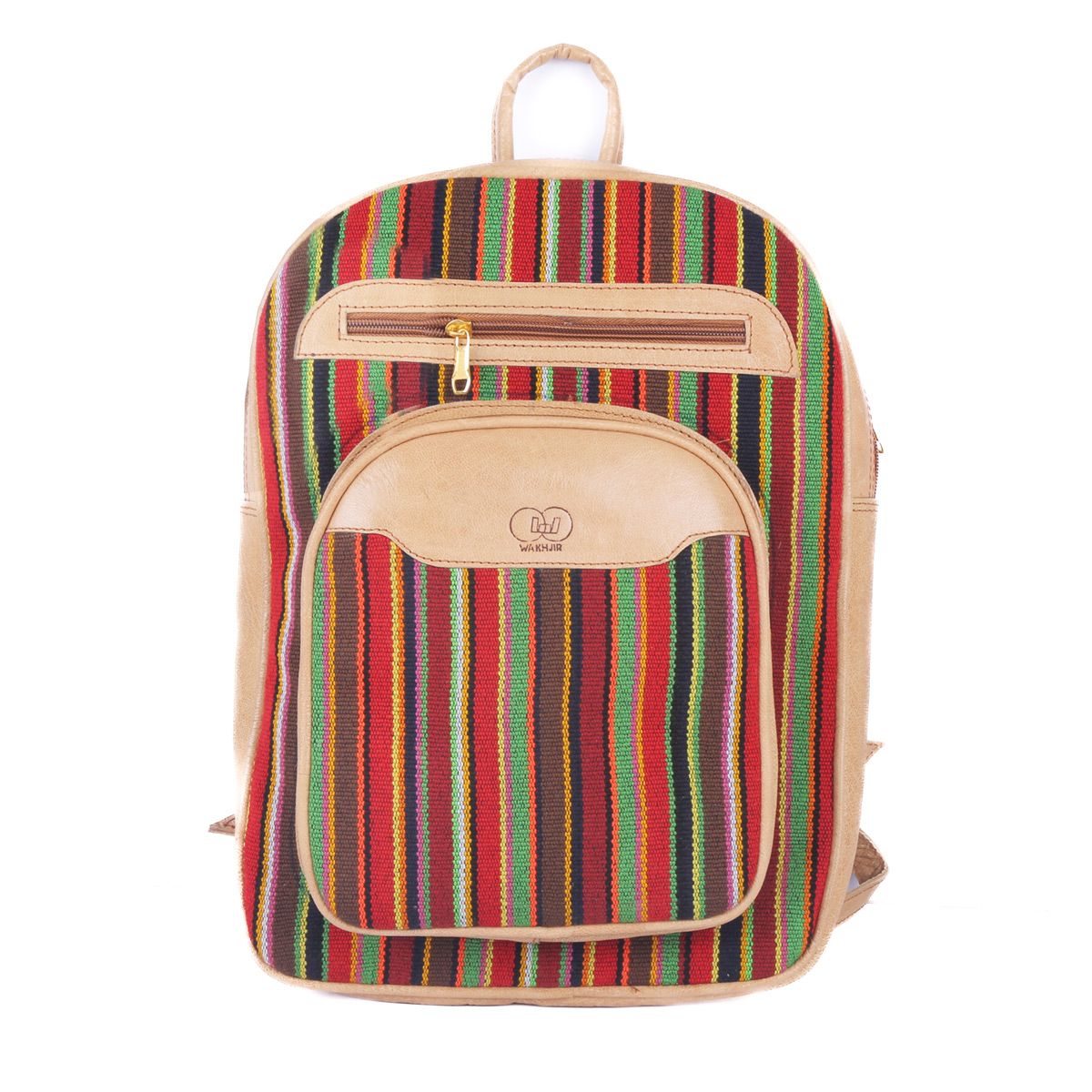 Handmade College Backpack | Leather Striped Bag