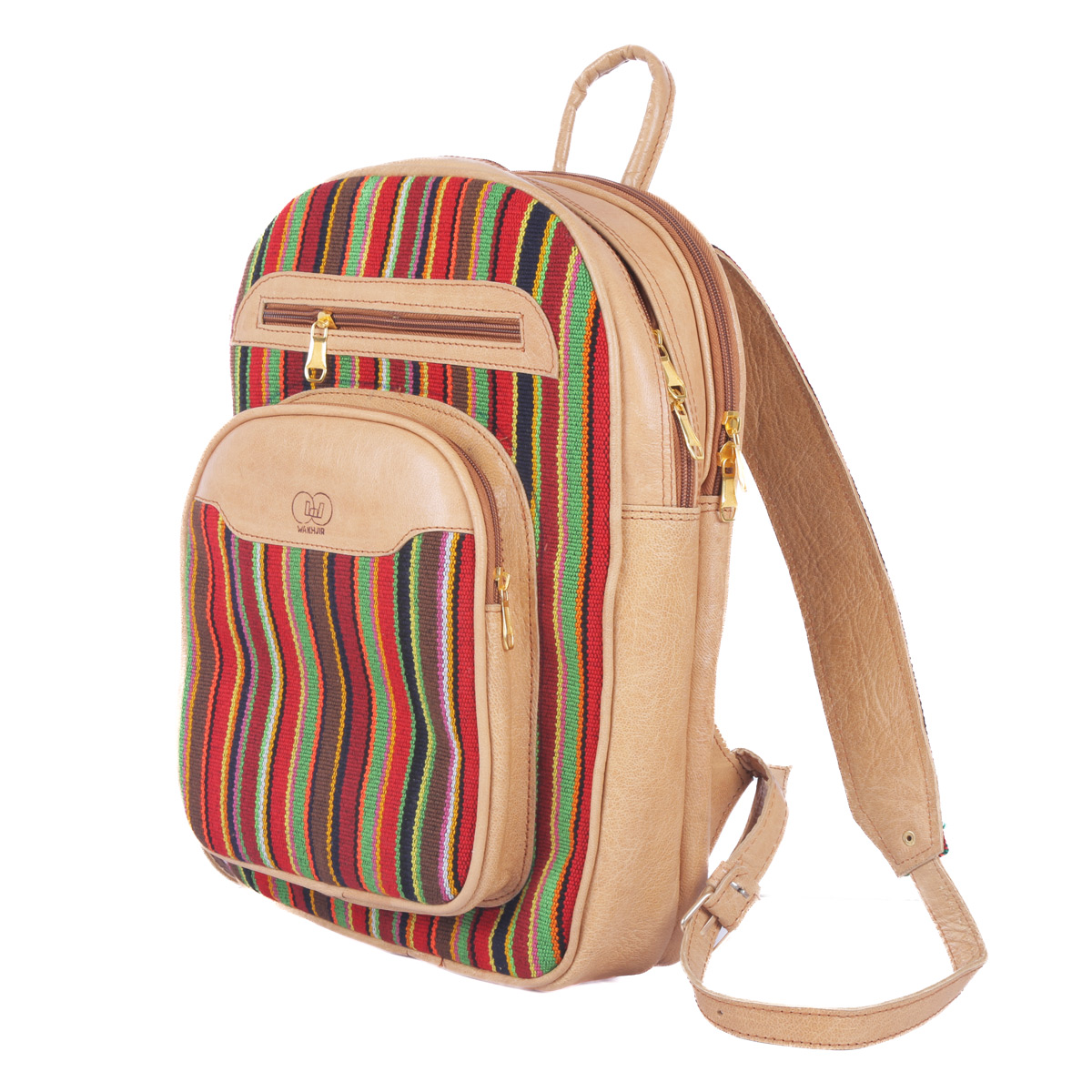 Handmade College Backpack | Leather Striped Bag