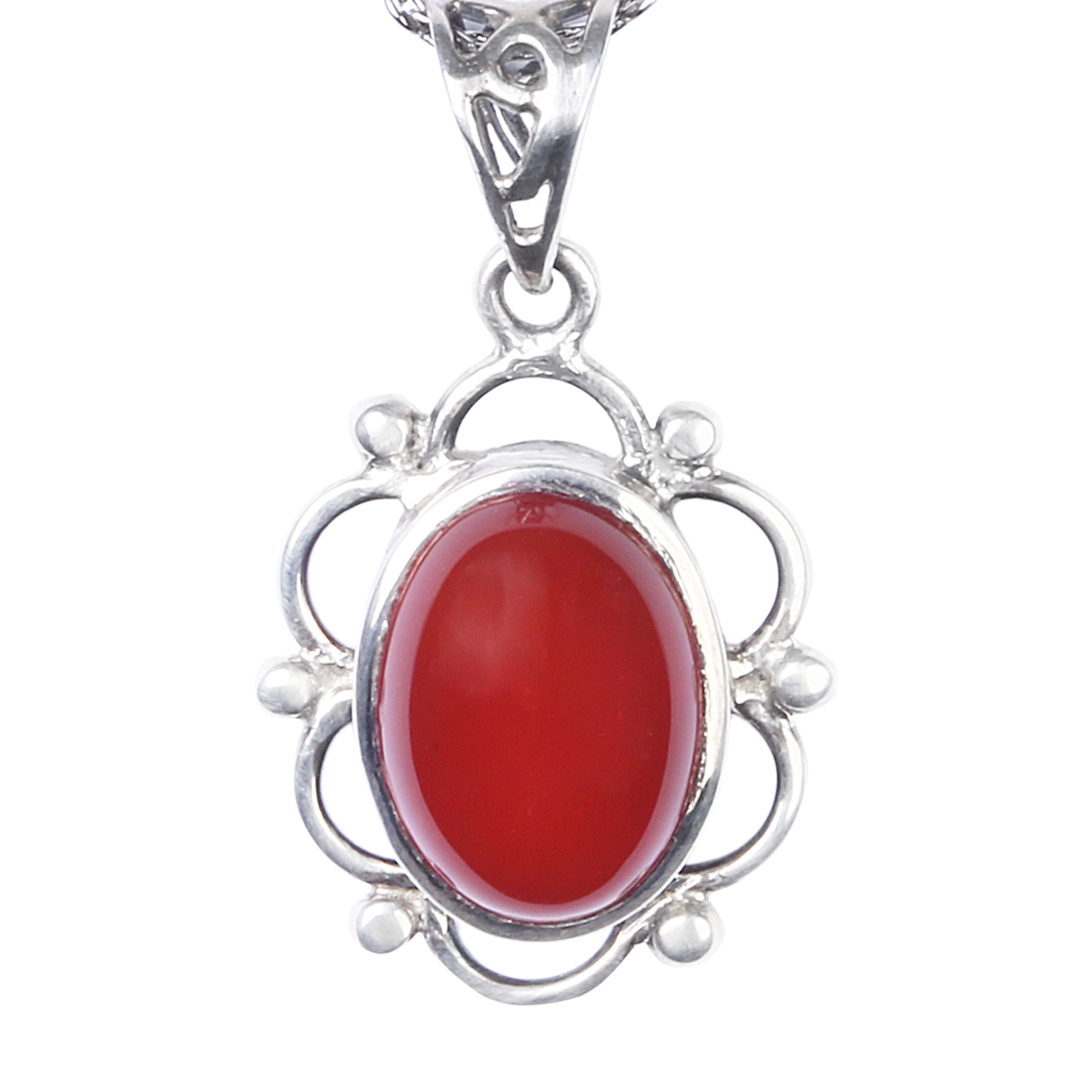 Red Agate Pendant | Silver Drop Locket