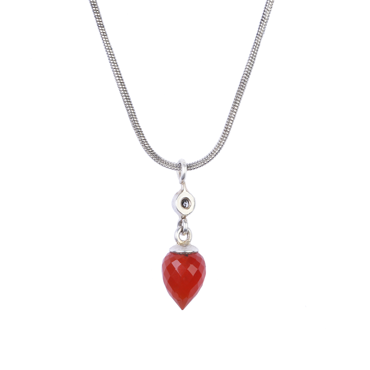 Red Agate Dangling Jewelry Set | Silver Pear Pendant & Earrings
