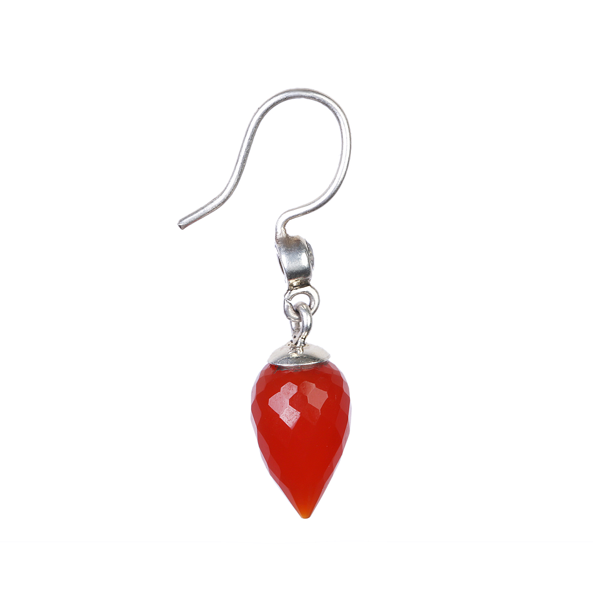 Red Agate Hook Earrings | Silver Pear Earrings