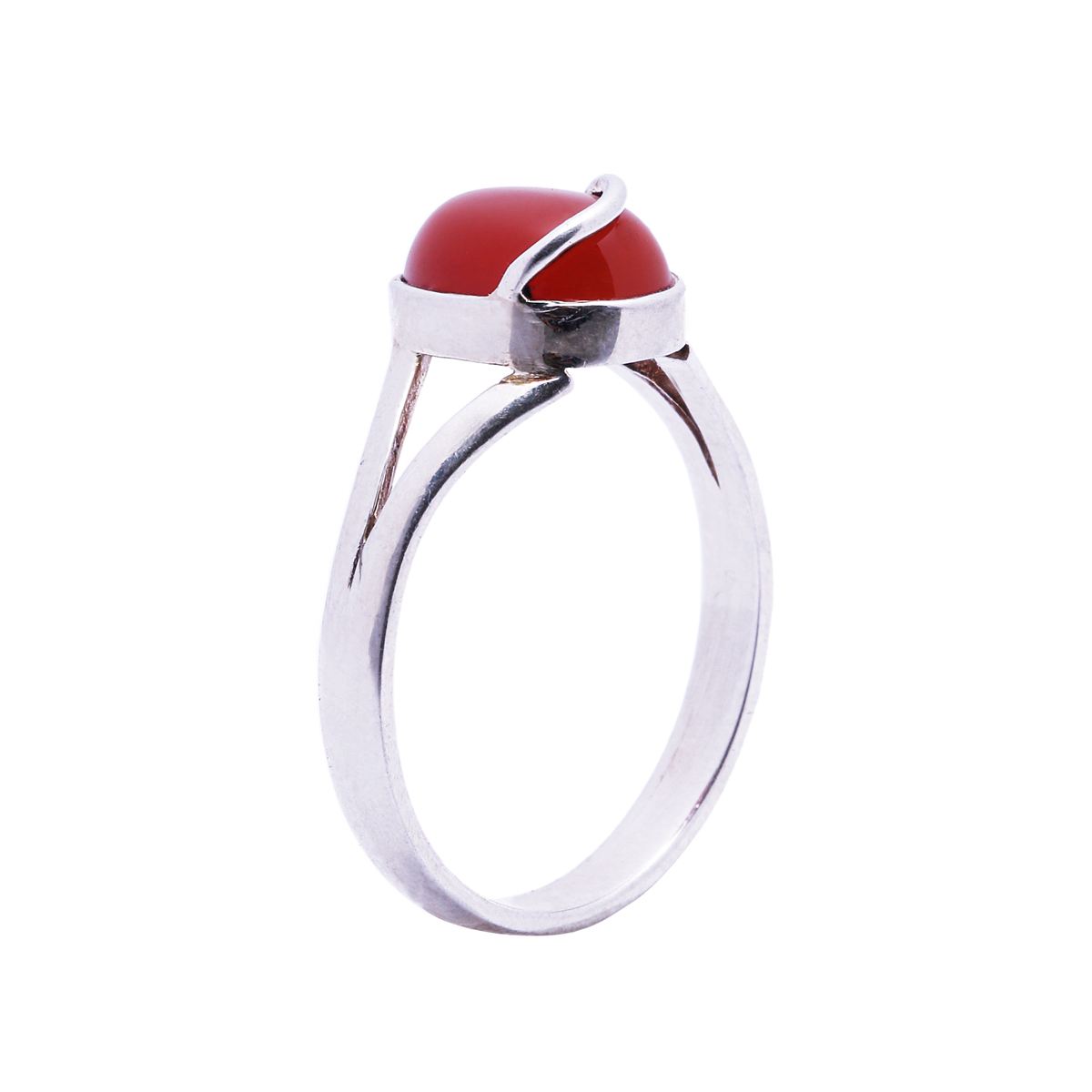 Red Agate Ring | Split Silver Ring