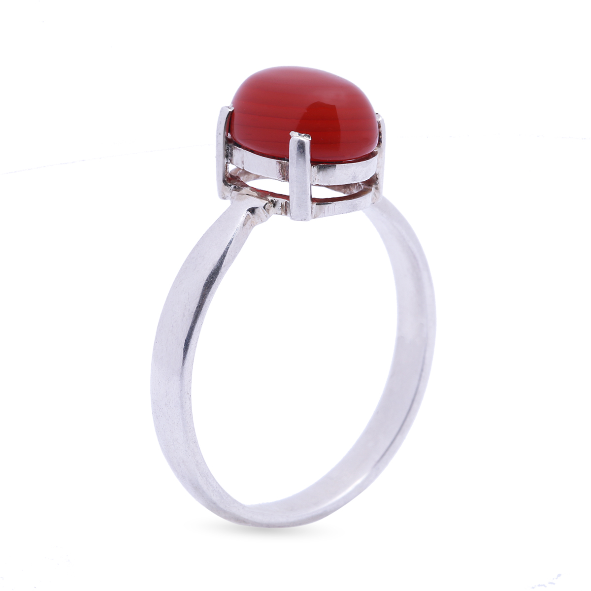 Red Hairy Quartz Ring | Solitaire Silver Ring
