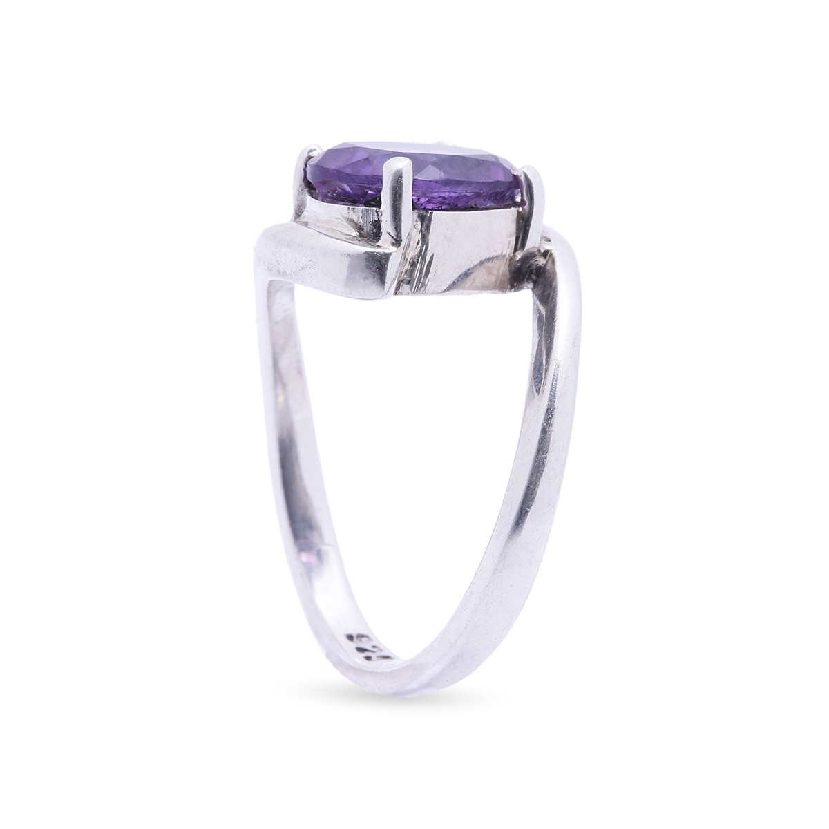 Purple Agate Bypass Ring | Silver Solitaire Ring