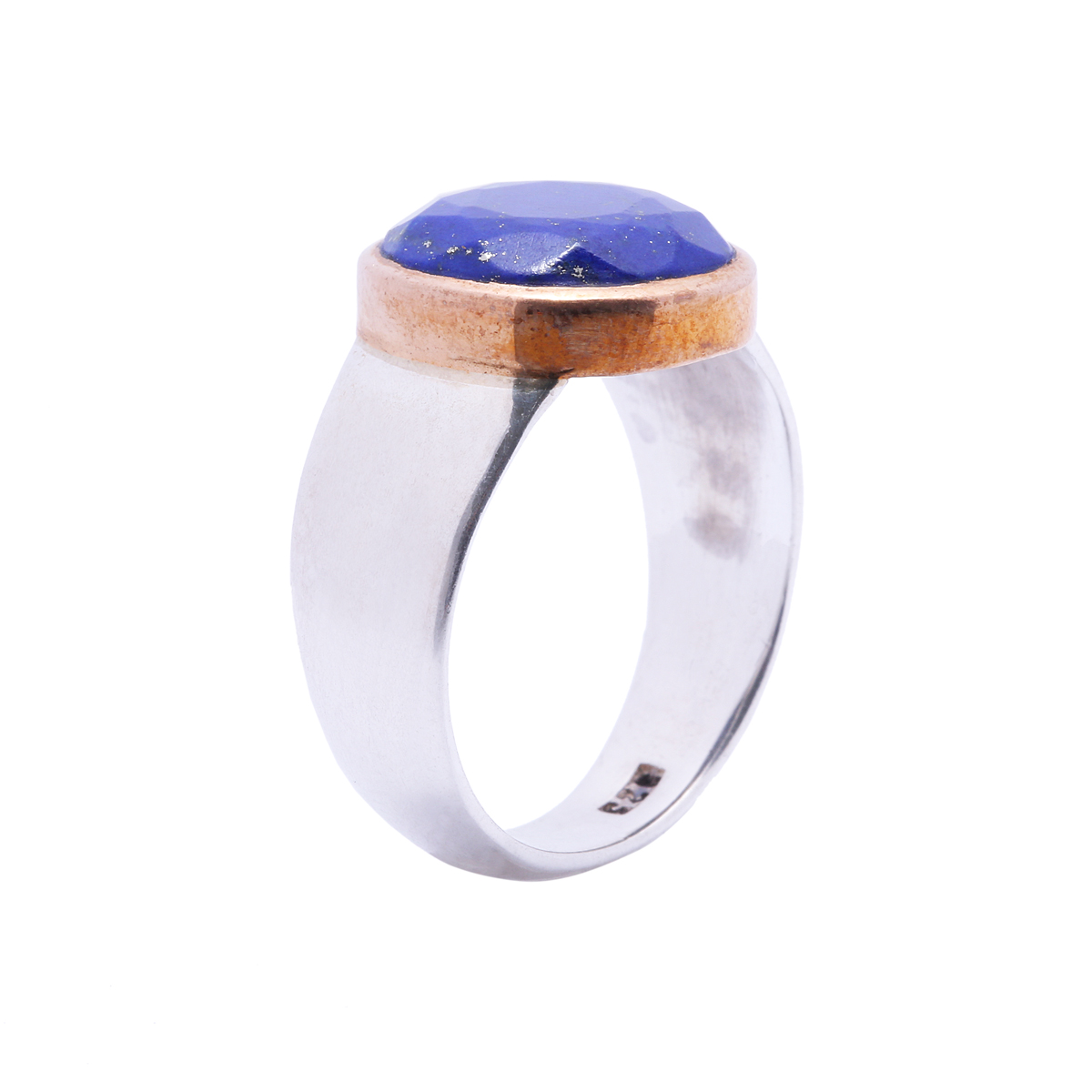 Blue Lapis Round Ring | Silver Flat Ring