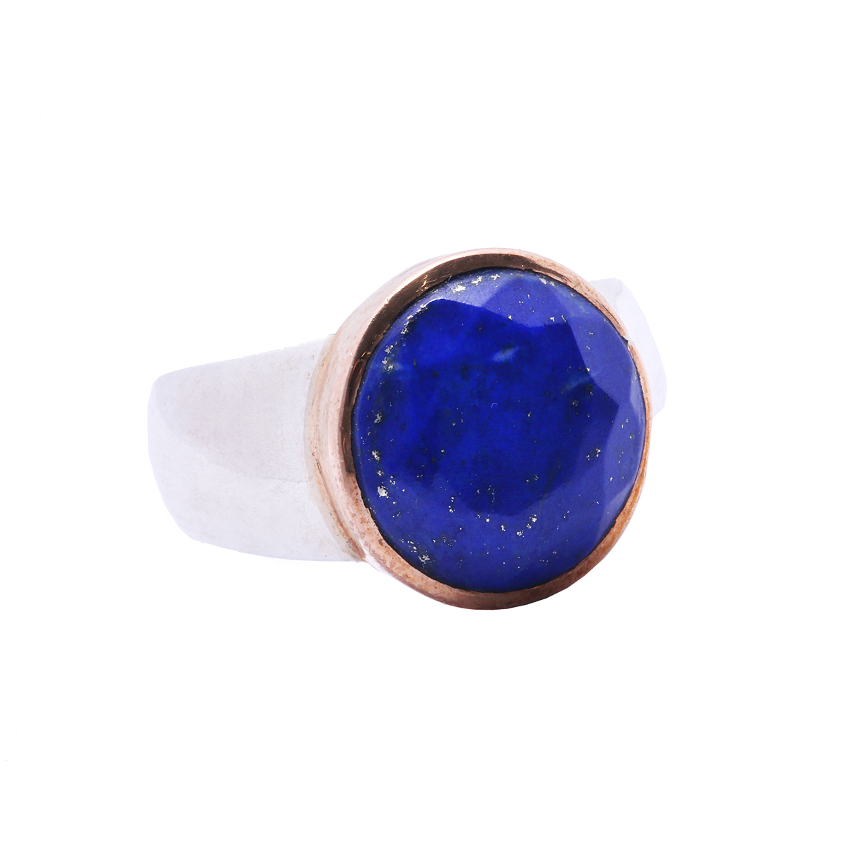 Blue Lapis Round Ring | Silver Flat Ring