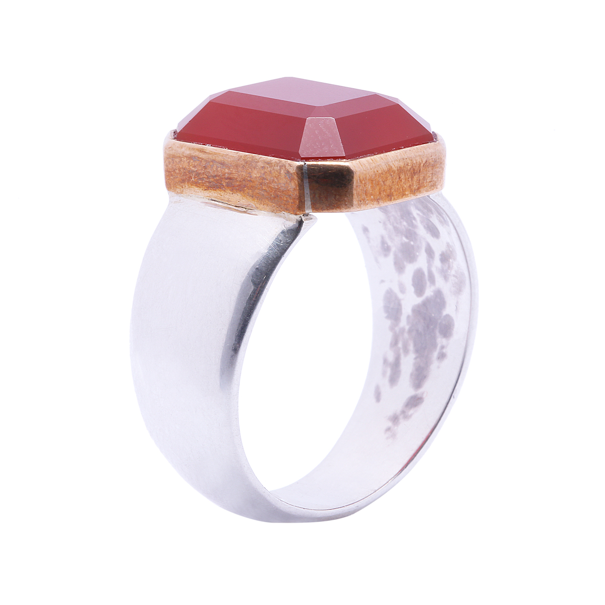 Fire Agate Ring | Silver Rectangle Cut Ring