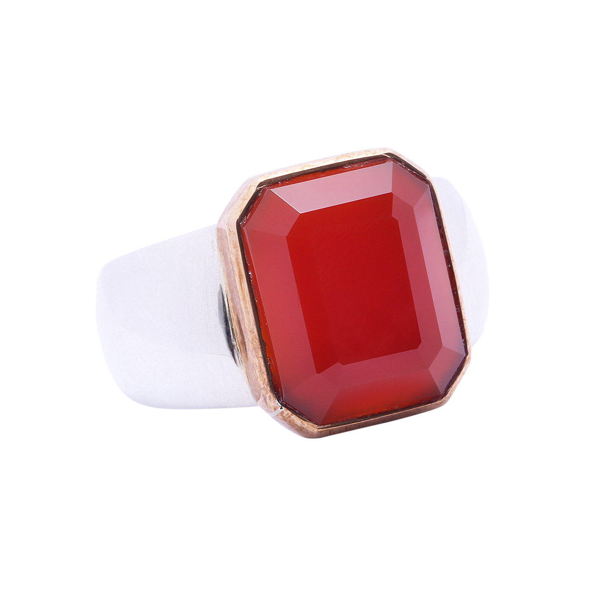 Fire Agate Ring | Silver Rectangle Cut Ring