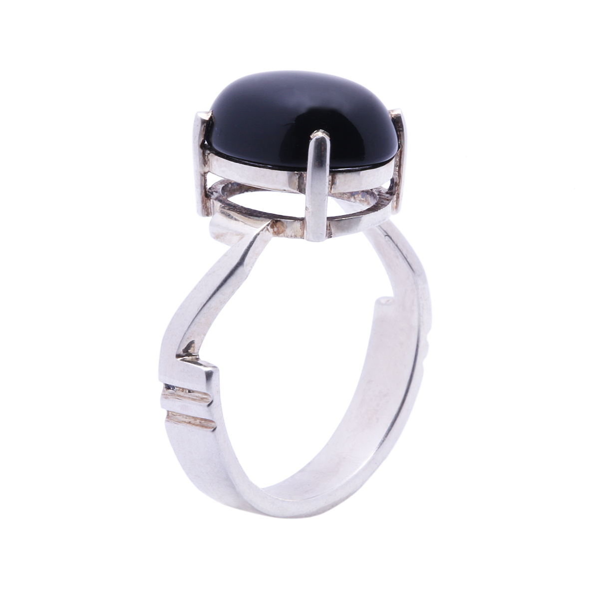 Black Agate Ring | Solitaire Round Ring