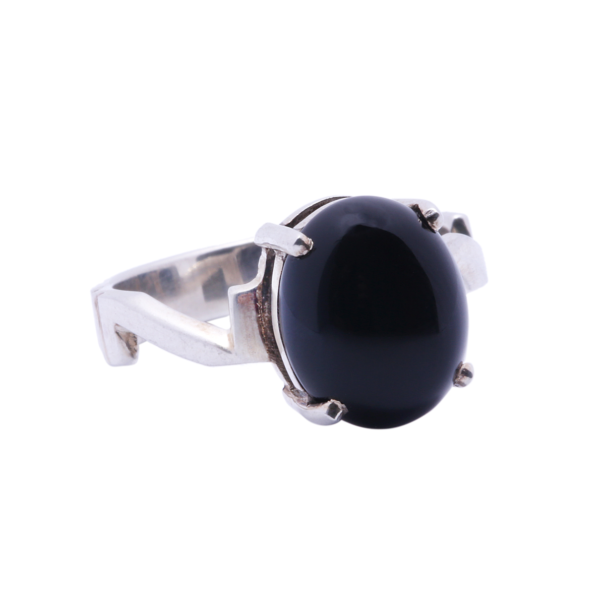 Black Agate Ring | Solitaire Round Ring