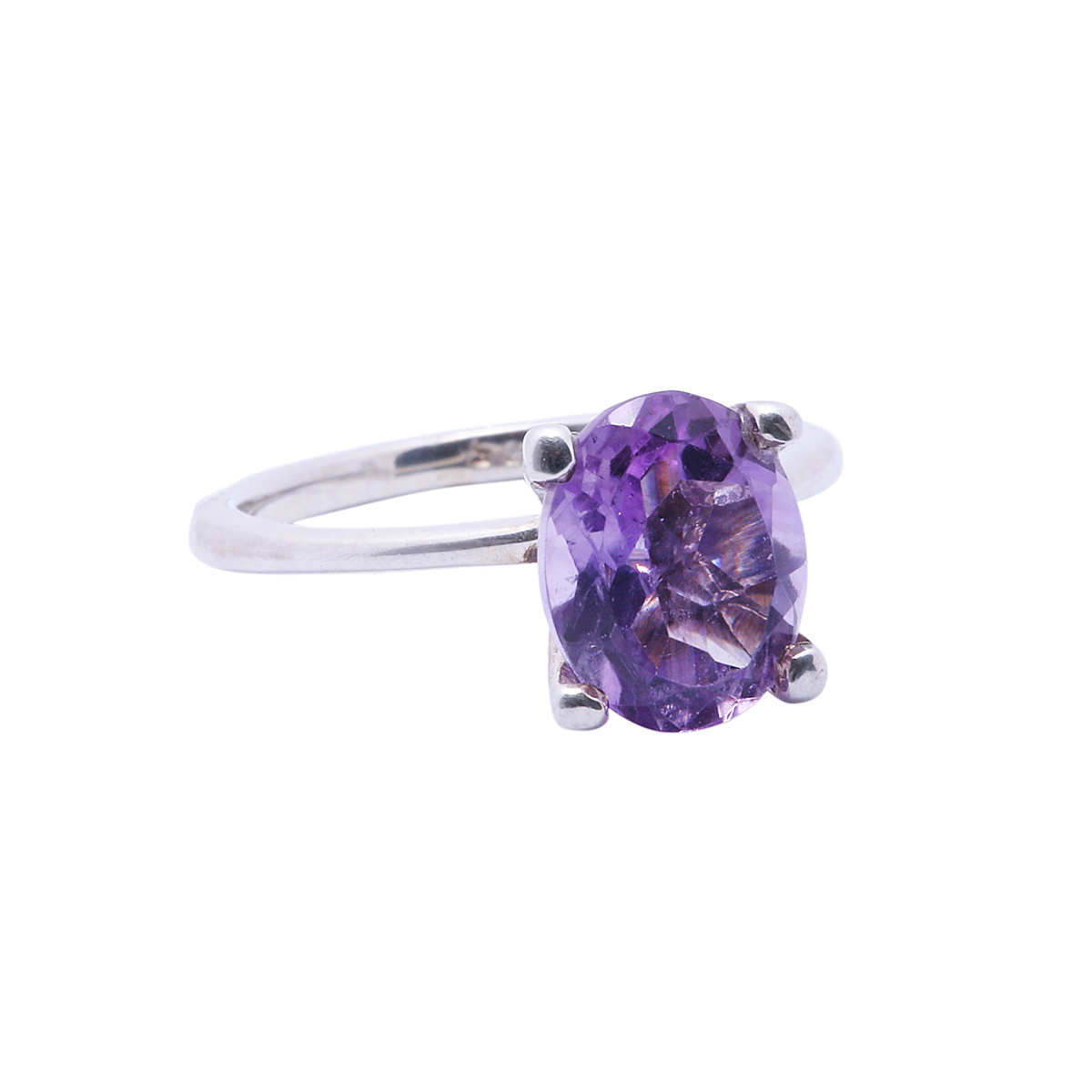 Purple Amethyst Silver Ring | Halo Style Ring