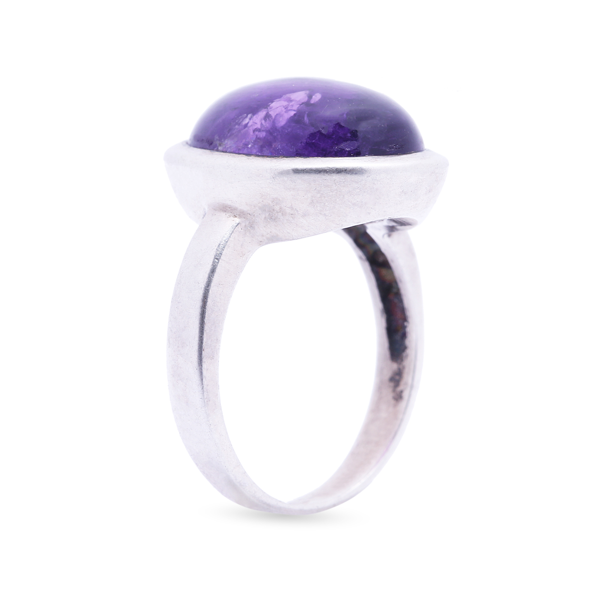 Purple Amethyst Oval Ring | Copper Straight Ring