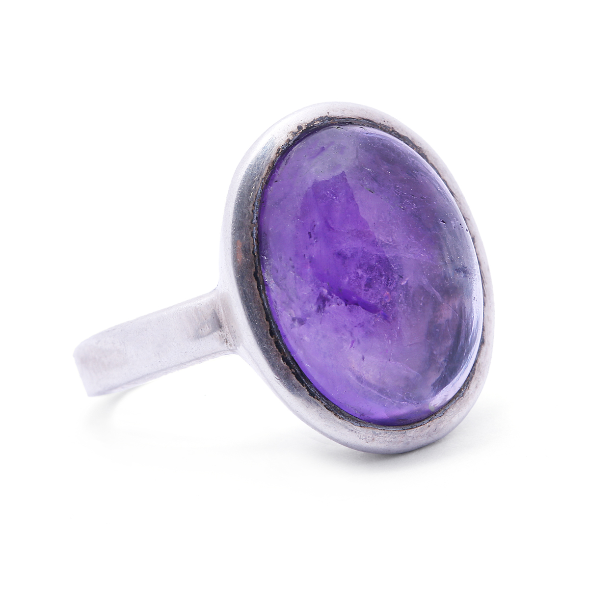 Purple Amethyst Oval Ring | Copper Straight Ring