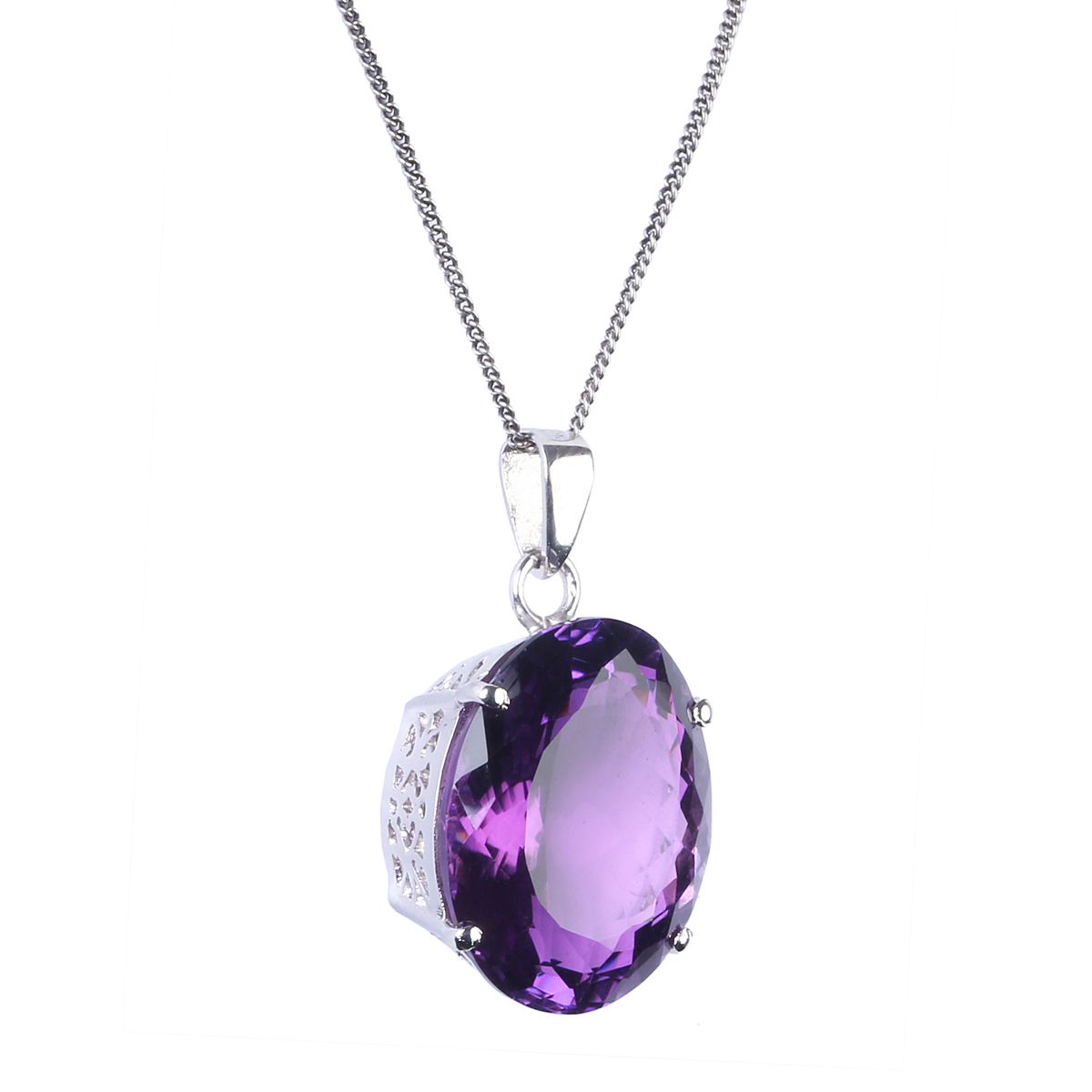 Pomegranate Drop Necklace | Silver Purple Locket