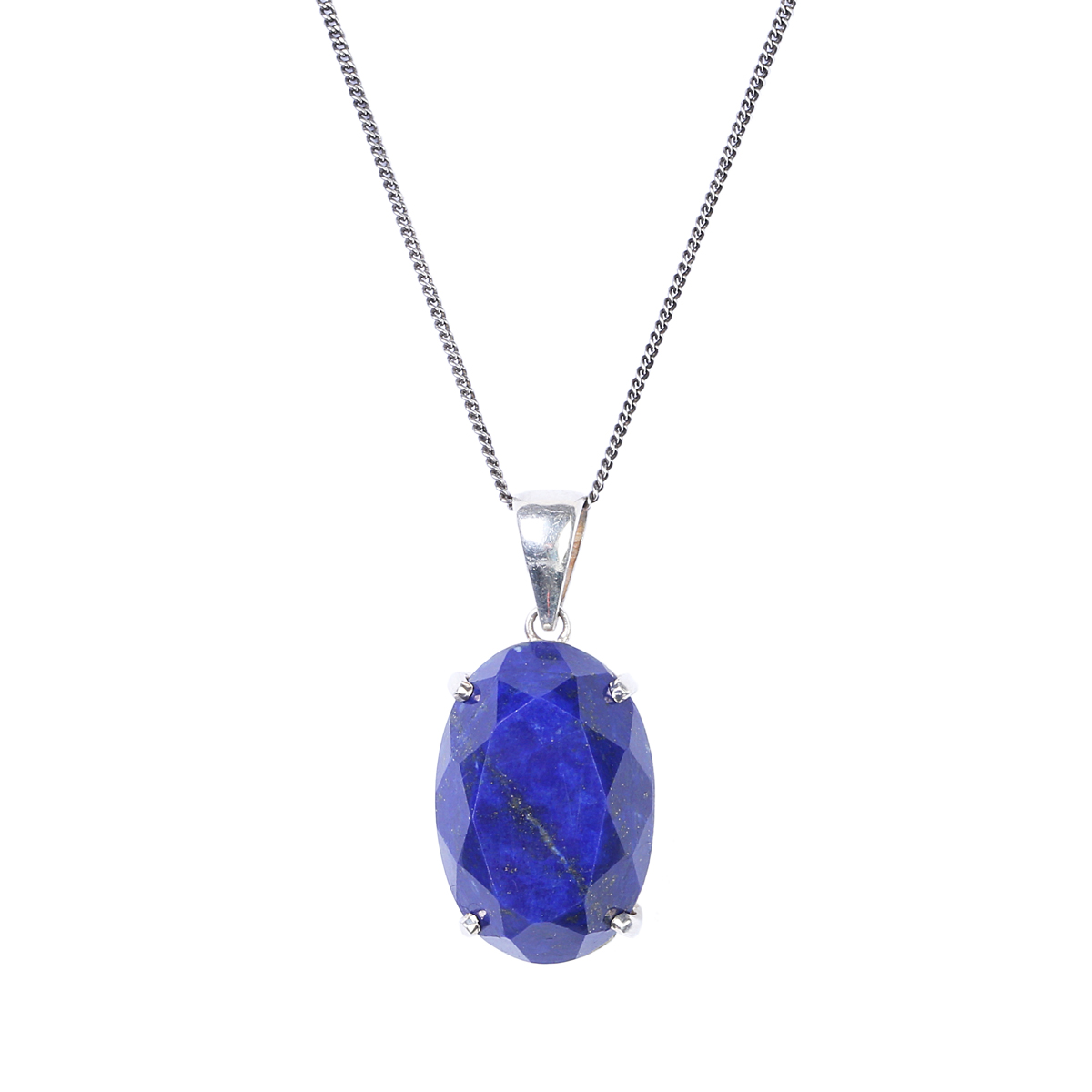 Lazuli Silver Necklace | Drop Round Locket