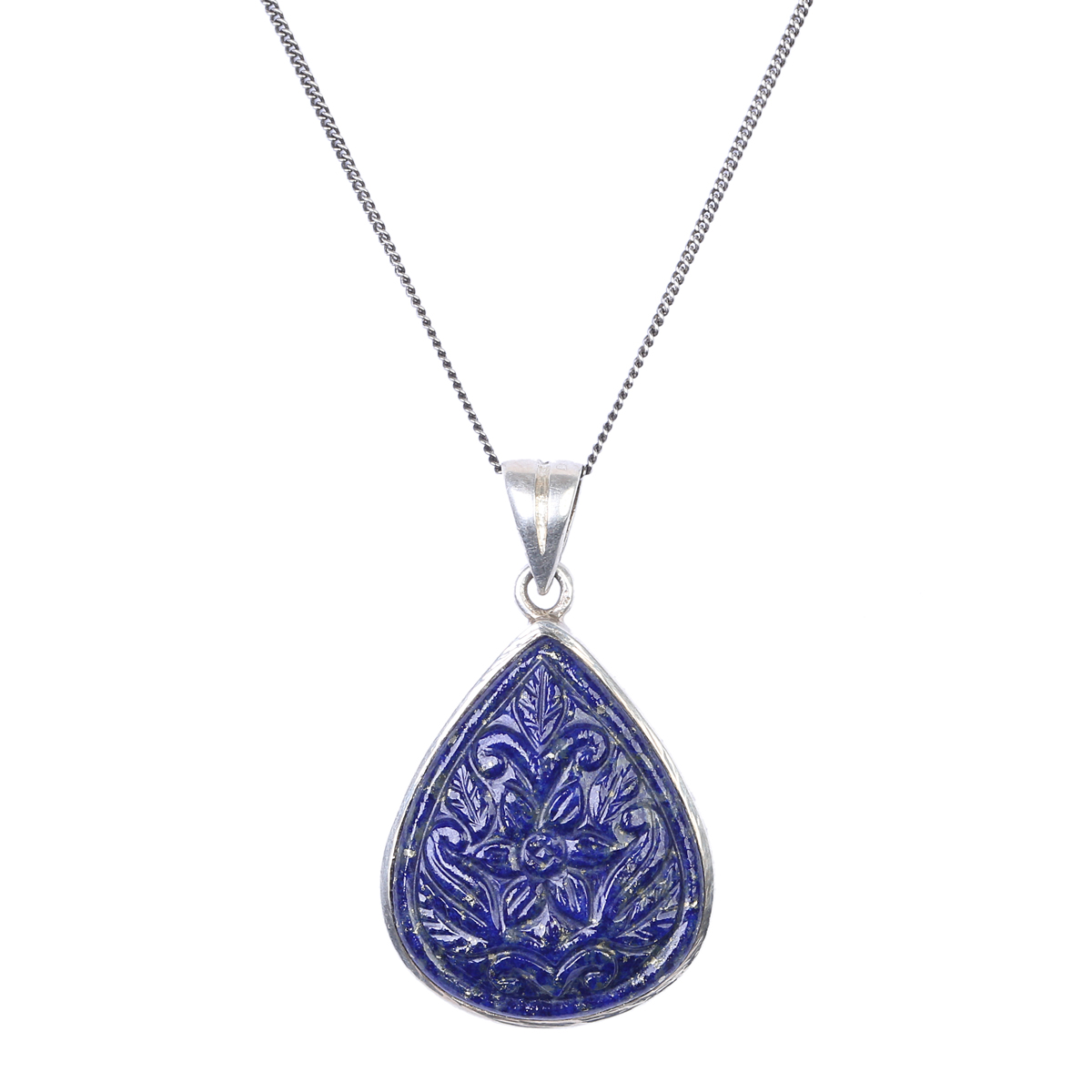 Lazuli Pear Locket Necklace | Drop Silver Pendant 