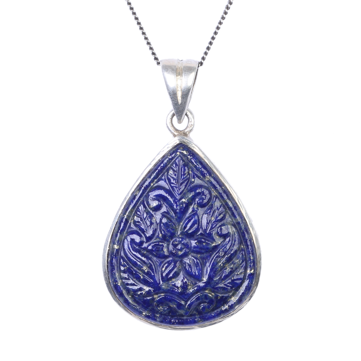 Lazuli Pear Locket Necklace | Drop Silver Pendant 