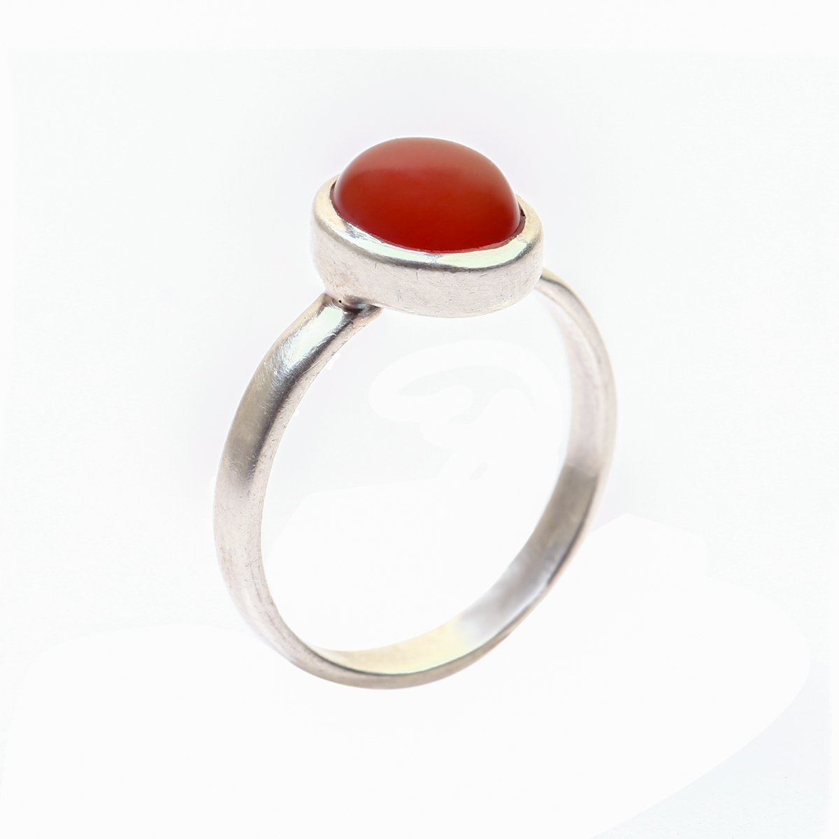 Red Agate Silver Ring | Straight Solitaire Ring
