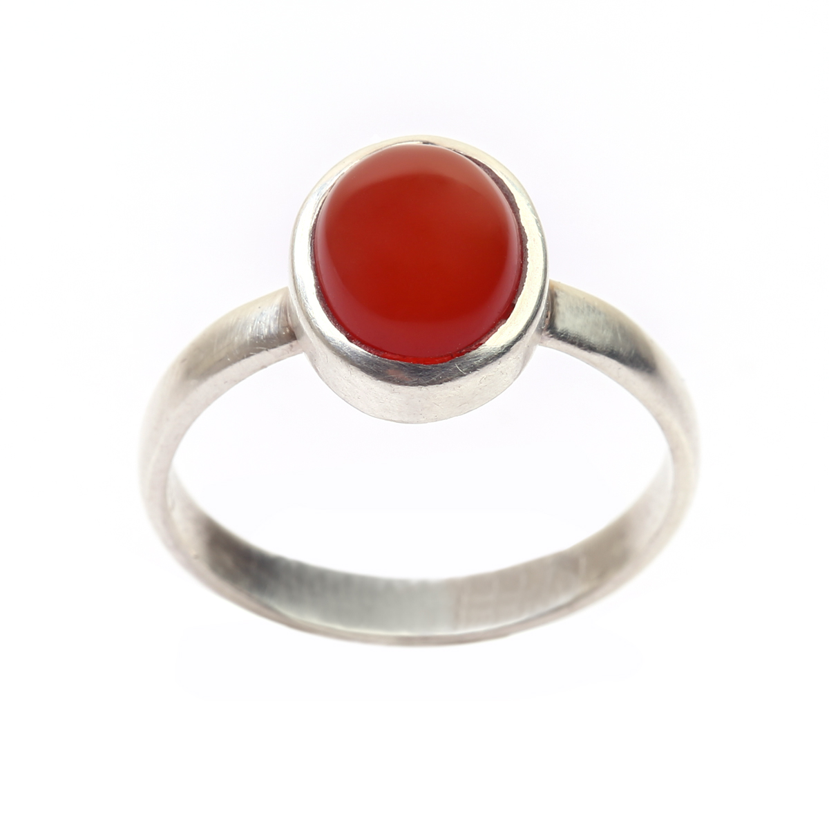 Red Agate Silver Ring | Straight Solitaire Ring