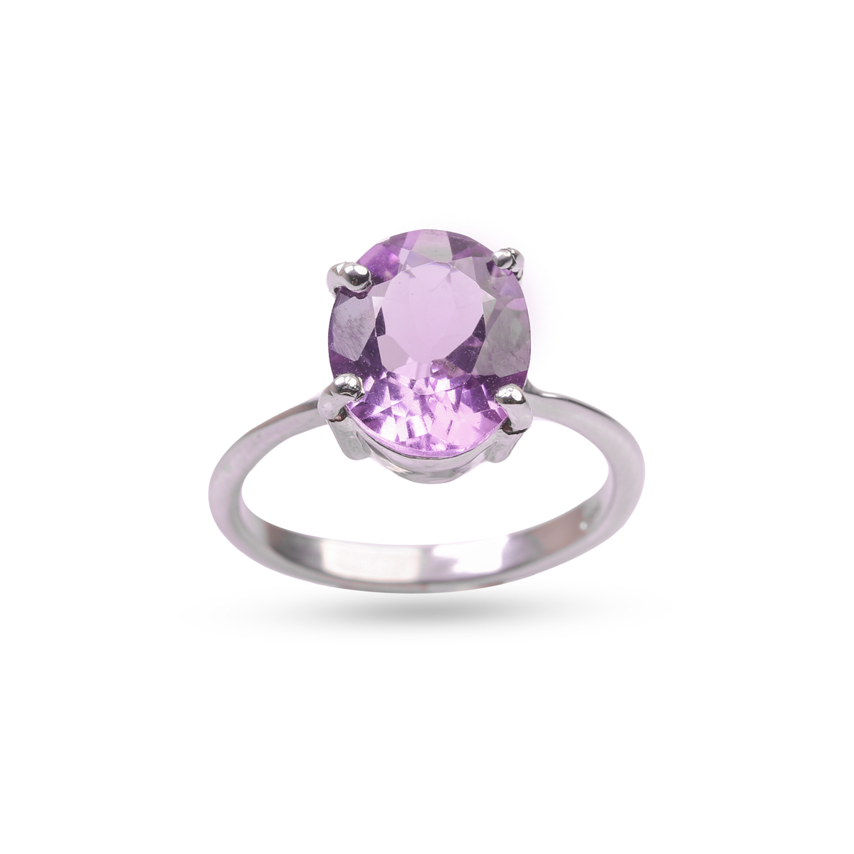 Pink Amethyst Stone Ring | Solitaire Fancy Ring  