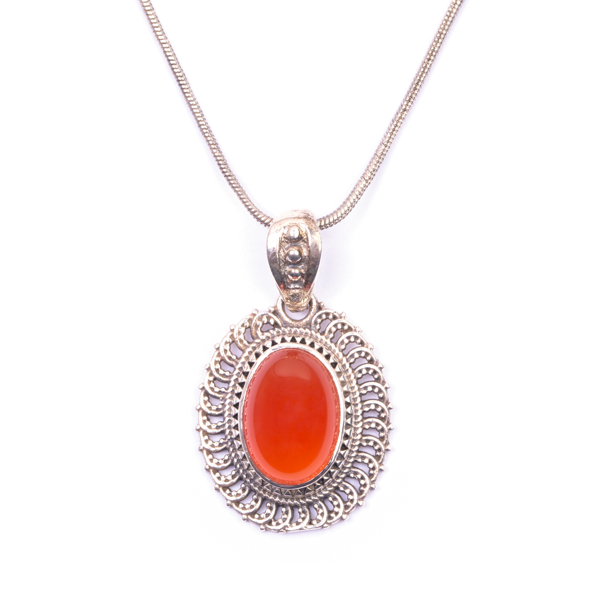 Orange Agate Pendant | Silver Drop Locket