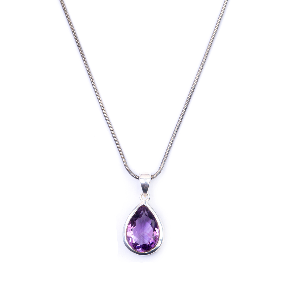 Amethyst Teardrop Pendant | Silver Pear Locket