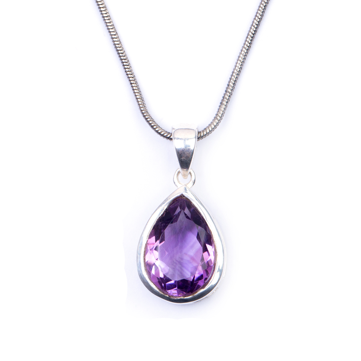 Amethyst Teardrop Pendant | Silver Pear Locket