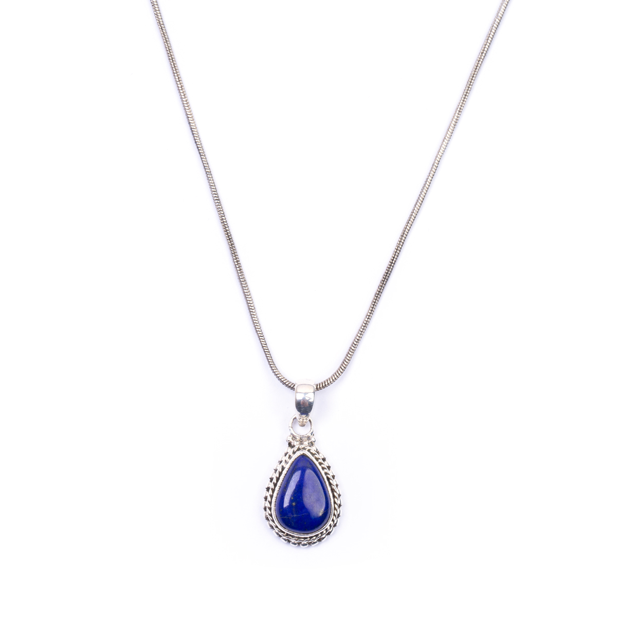 Lapis Lazuli Drop Pendant | Silver Pear Locket
