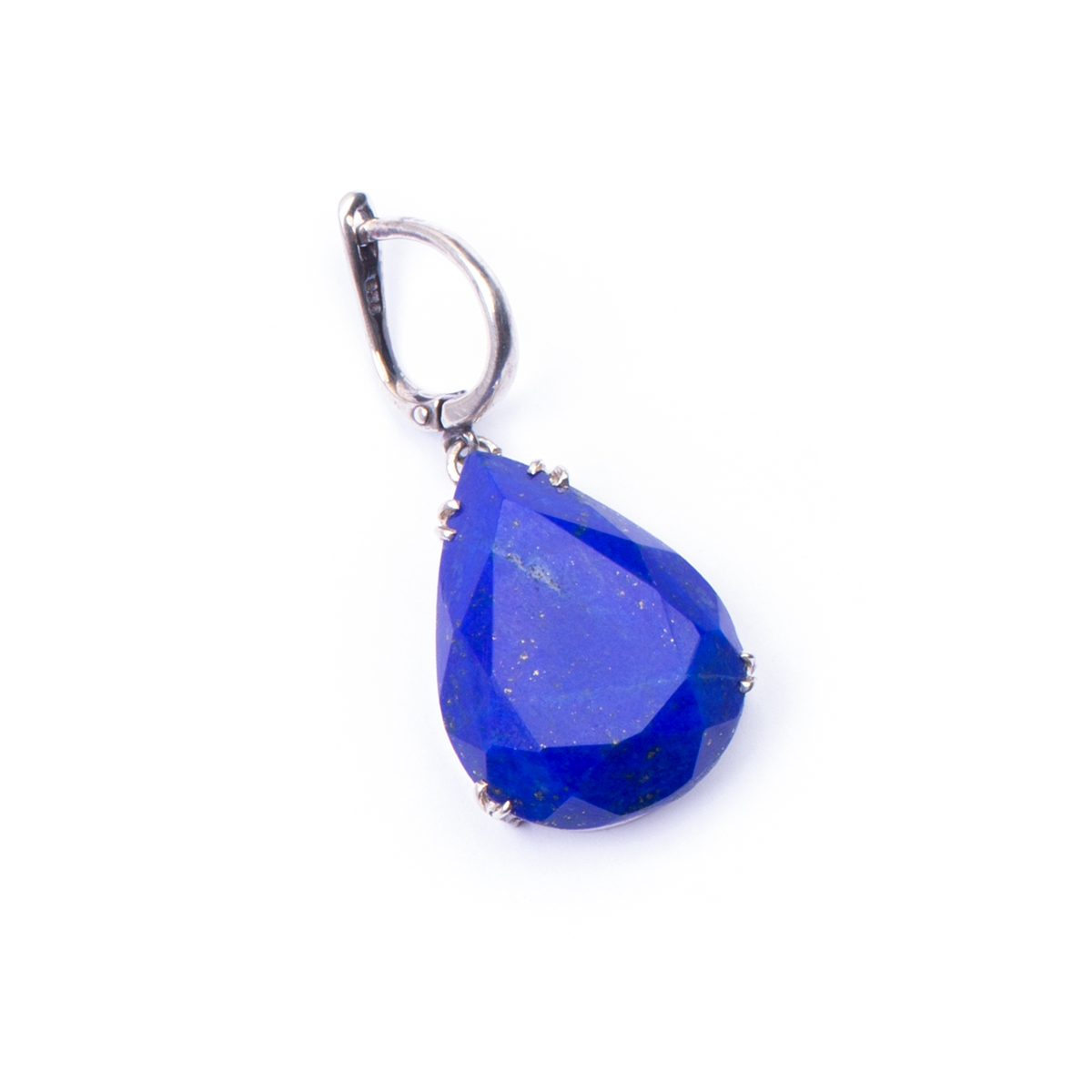 Blue Lapis Clip-on Earrings | Silver Pear Earrings