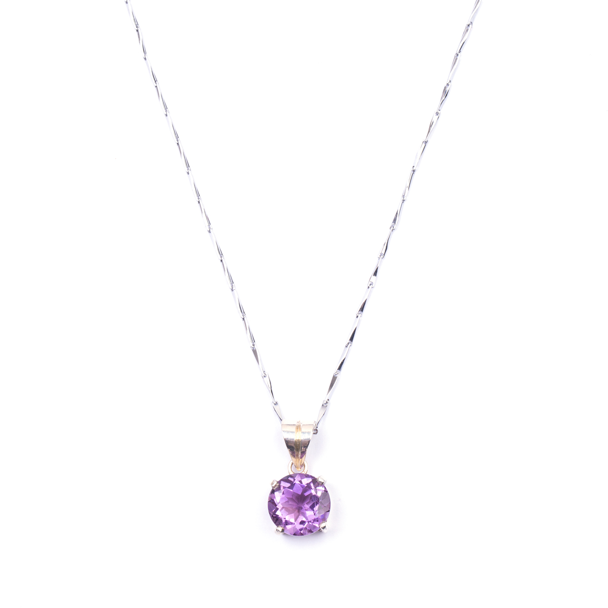 Purple Amethyst Jewelry Set | Silver Round Pendant, Earrings, Ring 