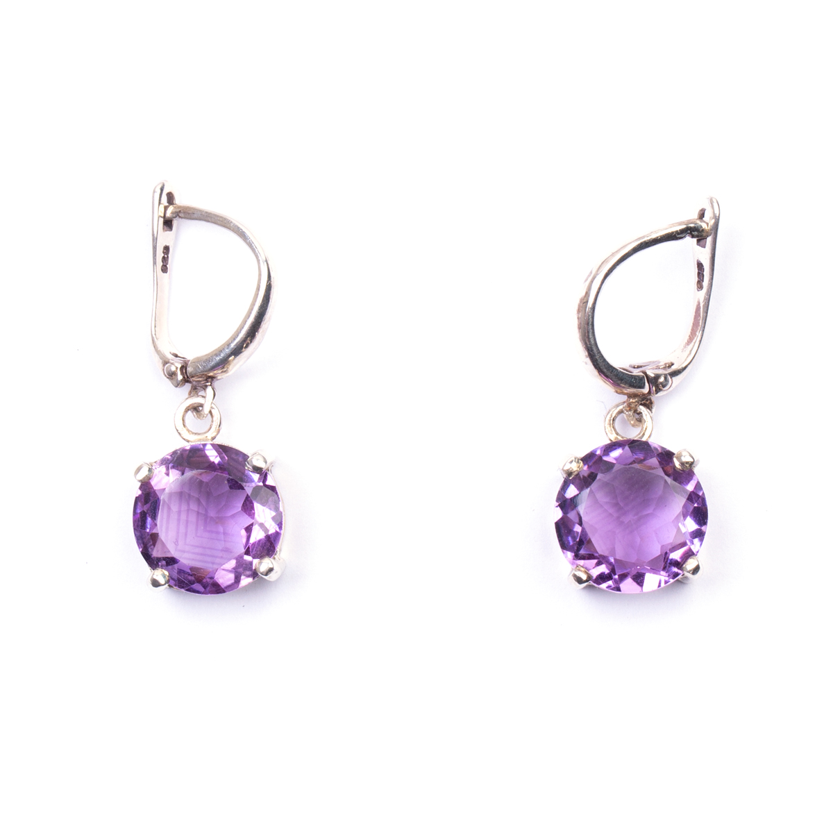 Purple Amethyst Jewelry Set | Silver Round Pendant, Earrings, Ring 
