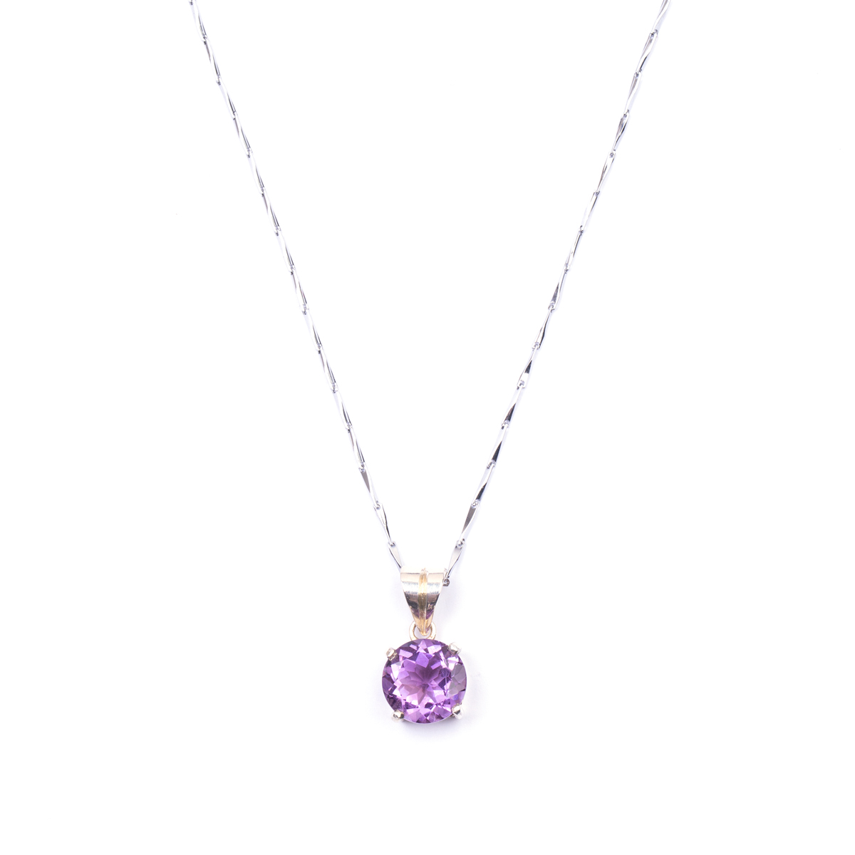 Light Violet Amethyst Pendant | Silver Chain Locket